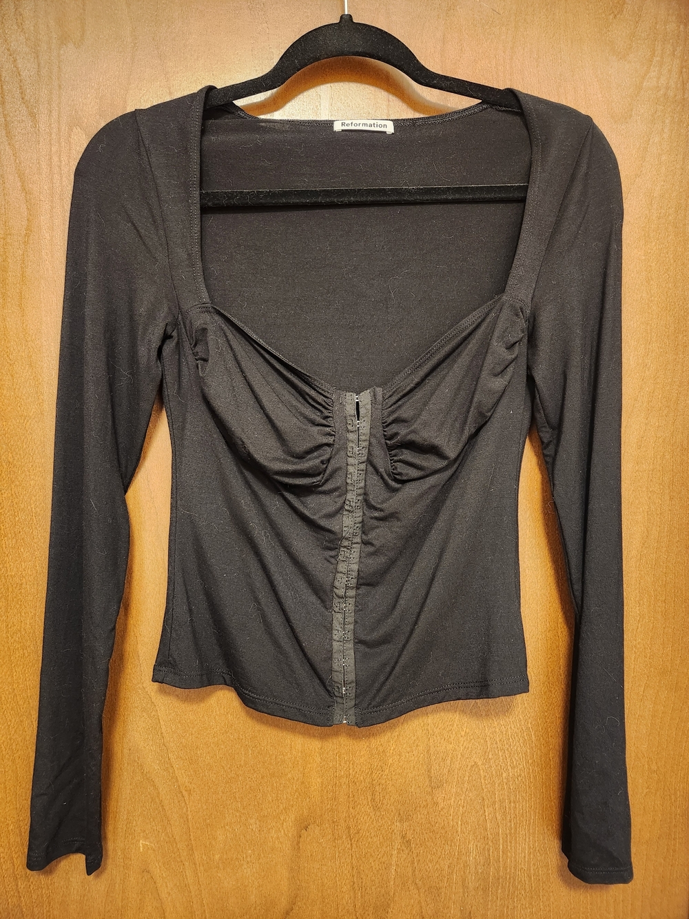 Reformation Long Sleeve Clasp-Front Top